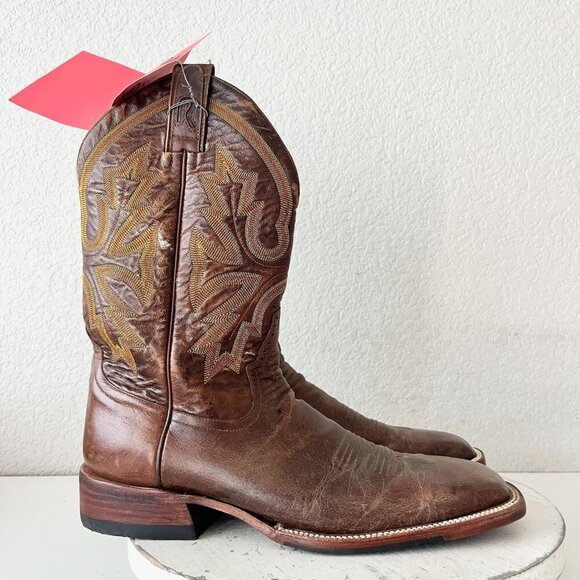 Rod Patrick Mens Cowboy Boots 13AA Perro Loco Brown Leather Western Square Toe - Picture 2 of 13